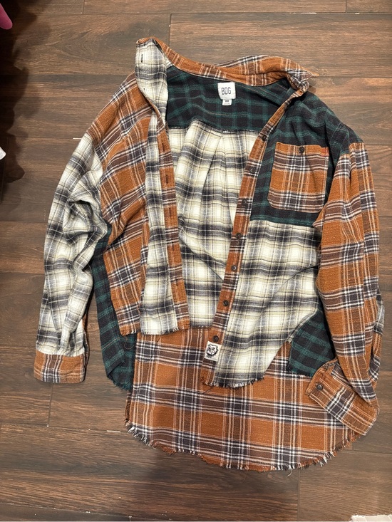 BDG Jackets & Blazers - BDG Patchwork Plaid Flannel Jacket — Brown, Cream, Green